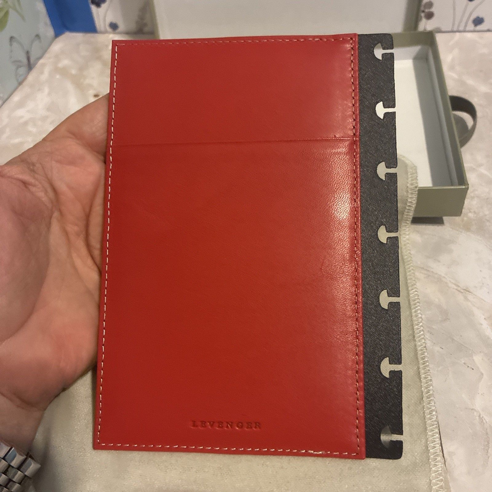 Levenger Leather Credit Card Holder For Notebook Red Nib — image 3 of 6